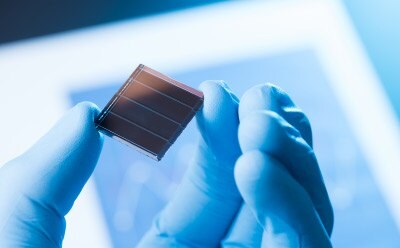 Image of small solar cell that converts light energy into electrical energy