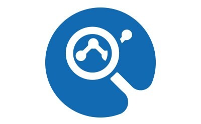 A blue circle with a yellow magnifying glass icon at its center, showing three rising yellow bars with a yellow arrow above, representing a rise, on a yellow background.