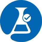 Beaker with check mark icon Beaker with check mark icon