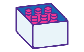Diagnostic Antibody Manufacturing 진단용 항체 생산을 나타내는 항체 바이알이 들어 있는 상자 그림