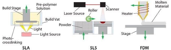 3D printing processes for the manufacturing of acellular scaffolds