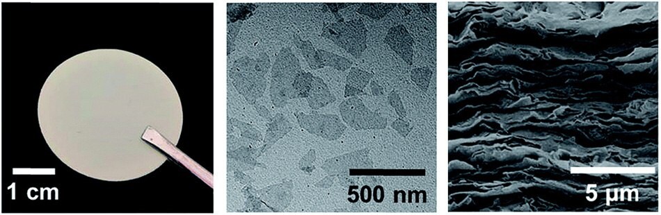 TEM, photo, and crosssectional SEM of RMM TEM image, digital photograph, and crosssectional SEM image of an RMM