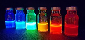 Colors of various perovskite quantum dots under UV illumination