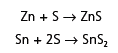 X-ray diffraction patterns of two x(Zn+S) + (1–x)(Sn+2S) mixtures.