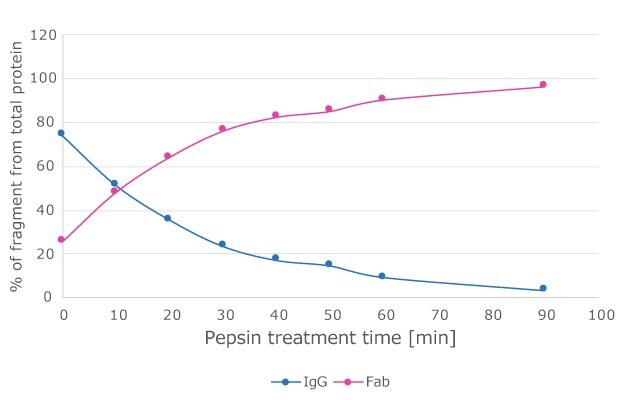 Time course of monoclonal antibody fragmentation Pepsin cleavage of monoclonal and polyclonal antibodies.