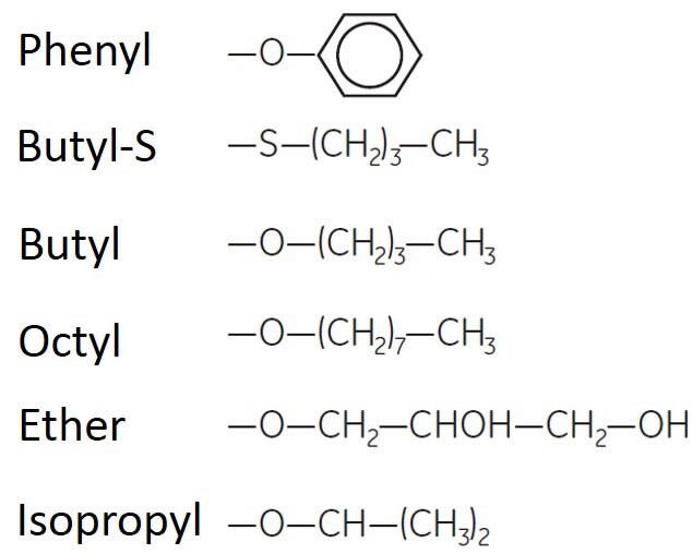 Ligands substituted on HIC media.