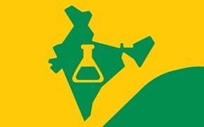 Graphic of India with a beaker on it