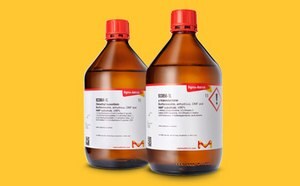 Two brown glass bottle with chemical labels 