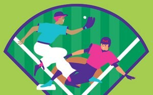baseball players sliding into home plate