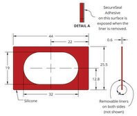 Grace Bio-Labs Press-To-Seal silicone isolator, PSA one side wells, 1 (Rounded rectangle, 19mm x 32mm x 0.6mm depth), (Adhesive one side)