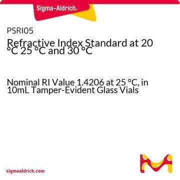 Refractive Index Standard at 20 °C 25 °C and 30 °C Nominal RI Value 1.4206 at 25 °C, in 10mL Tamper-Evident Glass Vials