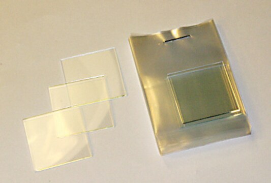 Indium tin oxide coated glass slide, square surface resistivity 30-60&#160;&#937;/sq, slide