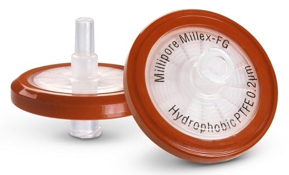 Millex&#8482; hydrophobic PTFE syringe filter pore size 0.2&#160;&#956;m, diam. 33&#160;mm, non-sterile