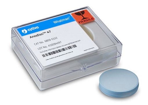 Whatman&#174; Anodisc inorganic filter membrane unsupported, diam. 13&#160;mm, pore size 0.02&#160;&#956;m, autoclavable