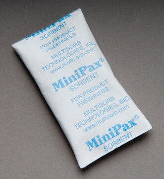 MiniPax&#174; absorbent packets molecular sieves, weight 0.5&#160;g (desiccant), L × W 5/8&#160;in. × 1 1/16&#160;in.