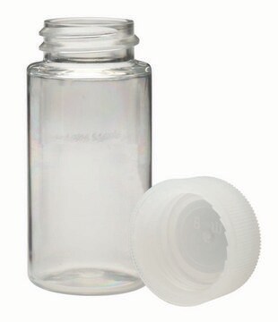 WHEATON&#174; liquid scintillation vial with seperate unlined PE cap lips on vial transparent PET bottle, capacity (20&#160;mL), screw cap, case of 500&#160;ea Vials shrink-wrapped trays Screw caps in a separate sealed tray