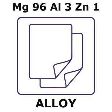 Magnesium-aluminum-zinc alloy, Mg96Al3Zn1 foil, 200 x 500mm, 1.0mm thickness