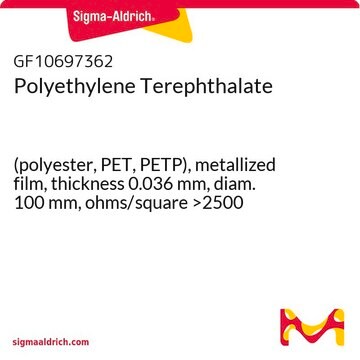 Polyethylene Terephthalate (polyester, PET, PETP), metallized film, thickness 0.036&#160;mm, diam. 100&#160;mm, ohms/square &gt;2500