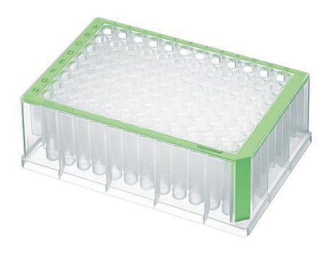 Eppendorf&#174; Deepwell Plate 96/1000&#956;L PCR Clean, volume 1000&#160;&#956;L, green border with clear wells, pkg of 20&#160;plates (5 bags x 4 plates)