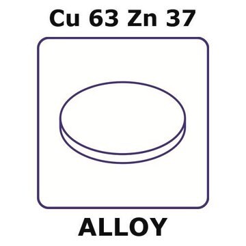 Brass alloy, Cu63Zn37 foil, 4mm disks, 0.38mm thickness, half hard