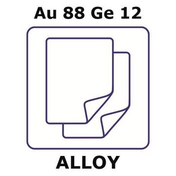 Gold/Germanium eutectic foil, Au88%/Ge12%, thickness 0.025&#160;mm, size 25 × 25&#160;mm