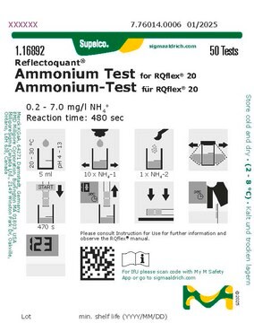 Ammonium Test reflectometric, 0.2-7.0&#160;mg/L (NH4+), for use with REFLECTOQUANT&#174;