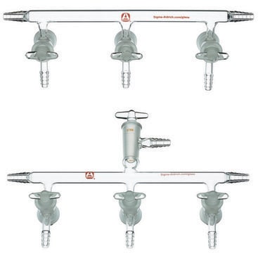 Aldrich&#174; single bank manifold with glass stopcocks Manifold with vacuum-gauge port, positions, 3