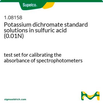 Potassium dichromate standard solutions in sulfuric acid (0.01N) test set for calibrating the absorbance of spectrophotometers