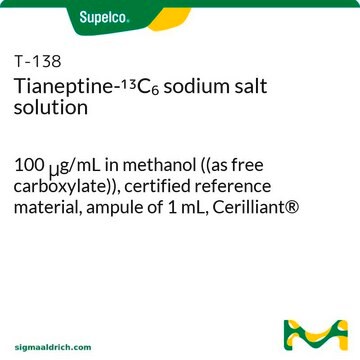 Tianeptine-13C6 sodium salt solution 100&#160;&#956;g/mL in methanol ((as free carboxylate)), certified reference material, ampule of 1&#160;mL, Cerilliant&#174;