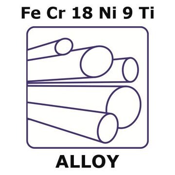 Stainless Steel - AISI 321 alloy, FeCr18Ni9Ti 500mm rod, 6.35mm diameter