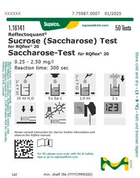 Sucrose (Saccharose) Test reflectometric, 0.25-2.50&#160;g/L (sucrose), for use with REFLECTOQUANT&#174;