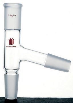 Synthware&#8482; distillation adapter top joint: ST/NS 14/20, bottom joint: ST/NS 24/40, side joint: 24/40, side arm angle: 75 deg