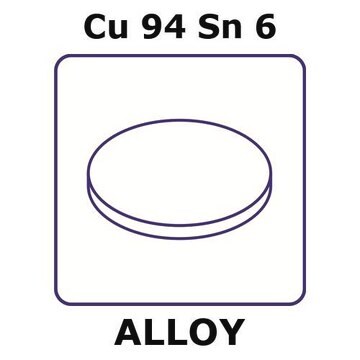 Phosphor bronze alloy, Cu94Sn6 foil, 15mm disks, 0.25mm thickness, hard