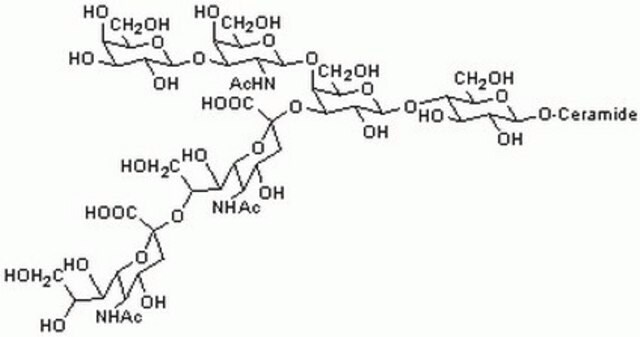 Ganglioside GD1b, Disialo, Human Brain Gangliosides are highly purified sialic acid-containing glycolipids that are used as markers of various cell types and antigens.