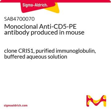 Monoclonal Anti-CD5-PE antibody produced in mouse clone CRIS1, purified immunoglobulin, buffered aqueous solution