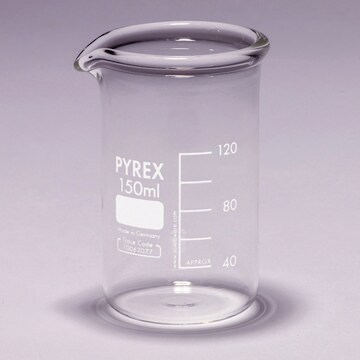 Pyrex&#174; Berzelius beakers, heavy duty, tall form, with printed trace code 150&#160;mL