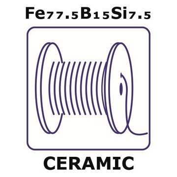 Iron/boron/silicon wire, Fe77.5%/B 15%/Si 7.5%, 0.02&#160;mm diameter, length 1 m, condition metallic glass