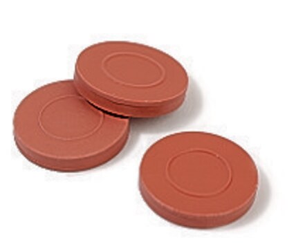 Septa, PTFE/red rubber, pkg 100 PTFE/red rubber, diam. × thickness 13&#160;mm × 0.050&#160;in., for use with 7&nbsp;mL vials