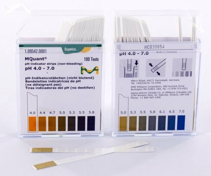 pH-indicator strips pH 4.0 - 7.0 non-bleeding, colorimetric, pH range 4.0-7.0, MQuant&#174;