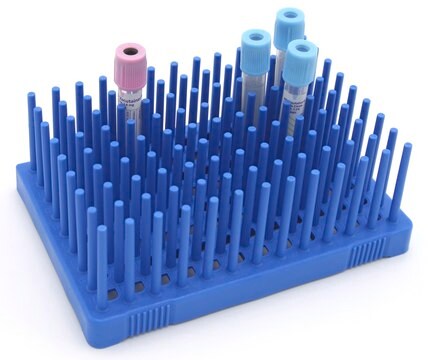 Peg Tube Rack to hold, 96&#160;tube(s) 10-13 mm tubes, blue