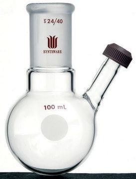 Synthware&#8482; round bottom flask with threaded side inlet capacity 100&#160;mL, joint: ST/NS 24/40