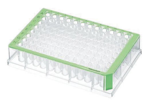 Eppendorf&#174; Deepwell Plate 96/500&#956;L PCR Clean, volume 500&#160;&#956;L, green border with clear wells, pkg of 40&#160;plates (5 bags x 8 plates)