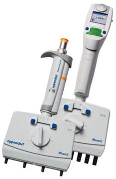 Eppendorf Research&#174; Plus Move It pipette no. of channels, 8, volume 5-100&#160;&#956;L, 4.5-14 mm cone distance, light yellow