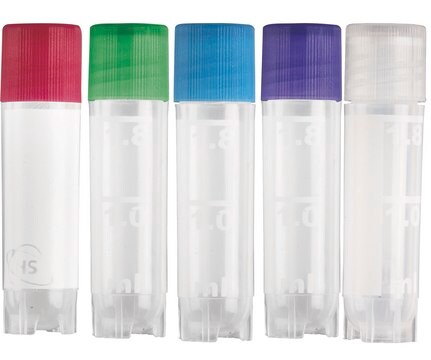 TrueNorth&#174; Cryogenic Vial capacity 2&#160;mL, assorted colors lid, round bottom (, ribbed skirt)