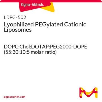 Lyophilized PEGylated Cationic Liposomes DOPC:Chol:DOTAP:PEG2000-DOPE (55:30:10:5 molar ratio)