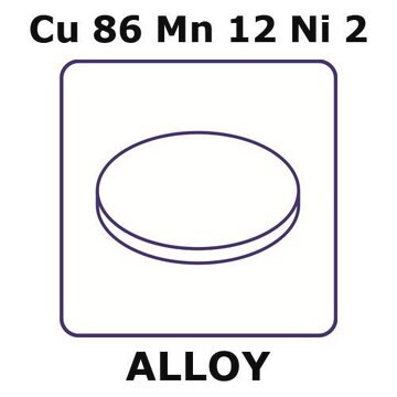 Manganin&#174; - resistance alloy, Cu86Mn12Ni2 foil, 10mm disks, 0.015mm thickness, as rolled