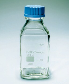 Pyrex&#174; Media-Lab Bottles, square, with cap and pouring ring, with printed trace code capacity 100&#160;mL