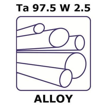 Tantalum-tungsten alloy, Ta97.5W2.5 1000mm rod, 2.5mm diameter, as drawn