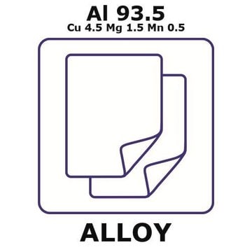 Aluminium alloy 2024 foil, Al93.5%/Cu 4.5%/Mg 1.5%/Mn 0.5%, thickness 2.5&#160;mm, size 300 × 300&#160;mm, temper t3