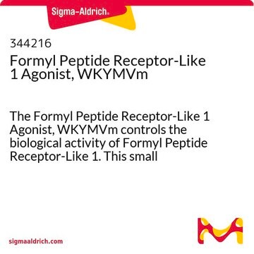 Formyl Peptide Receptor-Like 1 Agonist, WKYMVm The Formyl Peptide Receptor-Like 1 Agonist, WKYMVm controls the biological activity of Formyl Peptide Receptor-Like 1. This small molecule/inhibitor is primarily used for Activators/Inducers applications.